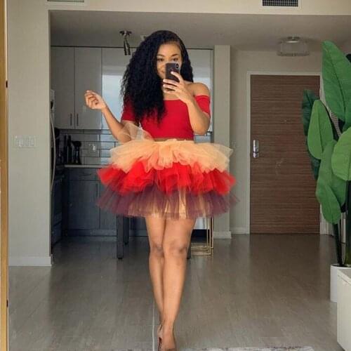 Custom Colors Skirt Tutu Women Knee Length Short Skirt Female saia jupe femme faldas Fashion Skirt Elastic Waistband