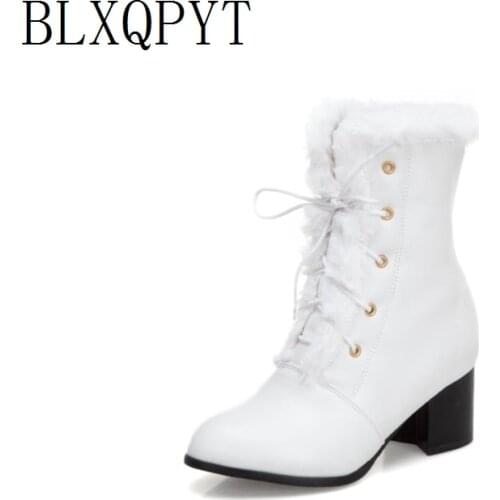 BLXQPYT Winter warm Ankle Boots Women Round Toe High Heels10cm Sexy Pumps Party Wedding snow boots Shoes woman Size 33-50 t1086