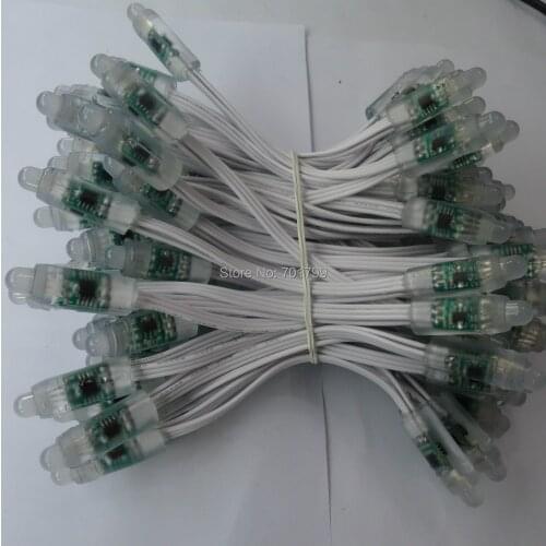 100pcs DC12V addressable 12mm WS2811 led smart pixel node,with all WHITE wire(20AWG),IP68 rated
