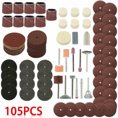 105Pcs Electric Grinder Polishing Head Sanding Disc Drill Cutting Wheel Grinding Engraving Kit Abrasive Rotary Tool Accessories