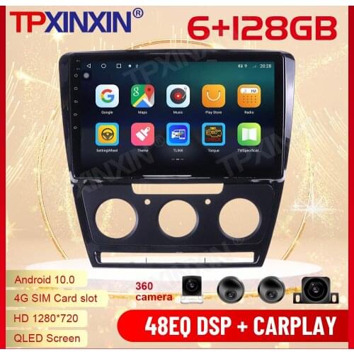 2 Din Carplay Android Radio Receiver Multimedia For Skoda Octavia 2008 2009 2010 2011 2012 2013 Manual GPS Navigation Head Unit