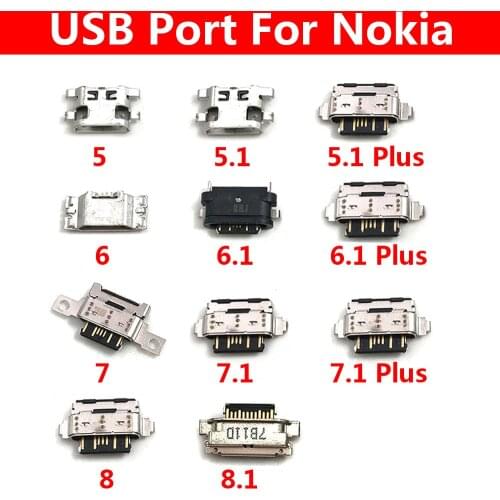 2Pcs/Lot, Micro USB Jack Charging Socket Charger Port Plug Dock Connector For Nokia 2 3 5 6 7 8 3.1 5.1 6.1 7.1 Plus X5 X6