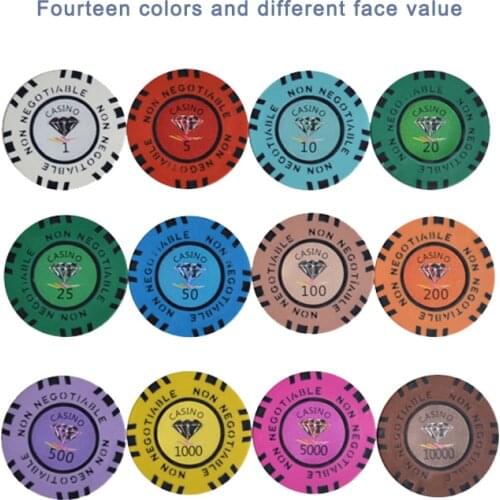 25pcs/lot Poker Chips Sets Texas Hold'em Poker 13.5/g Clay Composite with Inner Metal Cheap Gambling Chips 45mm Casino Diamond