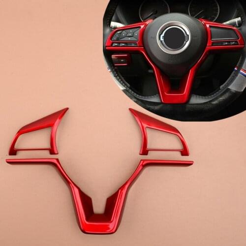 3Pcs/Set ABS Red Car Interior Steering Wheel Trim Decoration Fit For Nissan Rogue Sport 2017 2018 2019