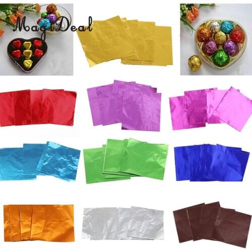 300pcs Multicolor 8cmx8cm Aluminum Foil Wrappers DIY Package for Sweets Candy Chocolate Lolly Confectionary