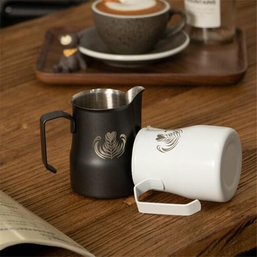 350/500ml Frothing Coffee Milk Jug Stainless Steel Pull Flower Cup Coffee Milk Frother Latte Art Milk Frothing Tool Coffeware