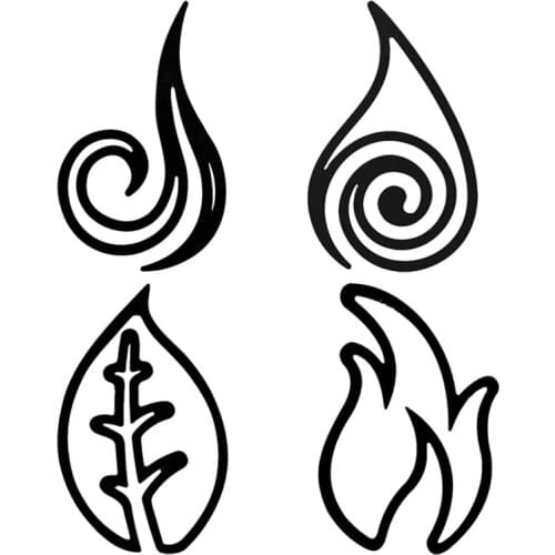 4PCS Spiritual Meditation Decal Decor Black Acrylic Four Elements Religious Home Astrological Sign Interior Wall Sticker