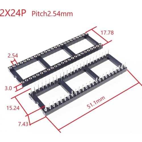 5pcs IC Socket 48 Pin DIP Machined Pin Socket Round Sleeve inner 0.5 mm Through Holes Tin