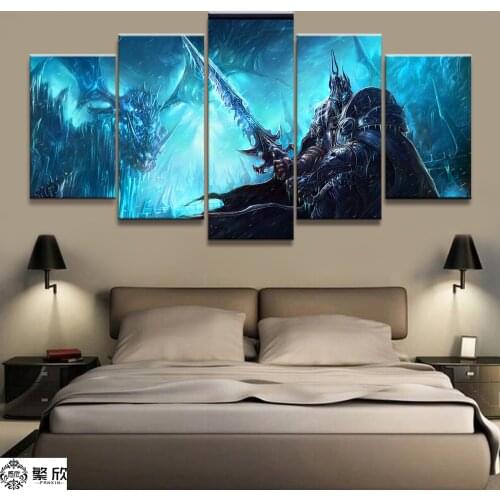 5 Piece Video Game WOW Warcraft DOTA 2 Painting Poster Decorative Mural Art Room Wall Decor Canvas painting wholesale