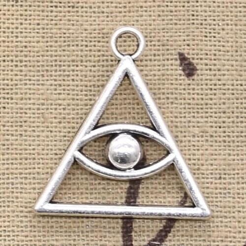 8pcs Charms Deathly Hallows Death Eye 28x27mm Antique Silver Color Pendants Making DIY Handmade Tibetan Silver Color Jewelry