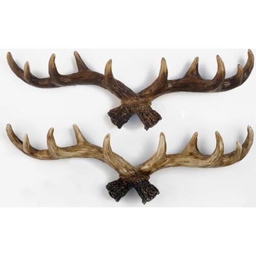 American for Retro Antler Decorative Wall Hanging Coat Rack Closed Door Wall Clothes Hanger Decoration Wall Cast Iron Hook