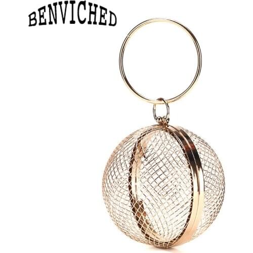 BENVICHED 2021 summer classic Circular Women Evening Bags With fashion Metal Handbags For Wedding/Party/Dinner Evening Bags B028