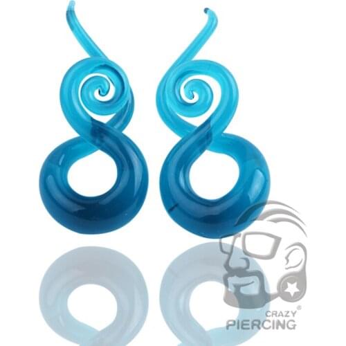 1Pair Pyrex Glass Hand Made Ear Plugs Tunnel Ear Spiral Taper Cartilage Earring Gauges Expander Stretcher Flesh Pircing Jewelry