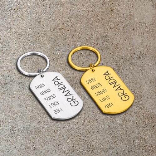 Custom Keychain Personalized Family Name Engraved Best Gift for Dear Grandpa Grandma Keychains Accessories Birthday Gift