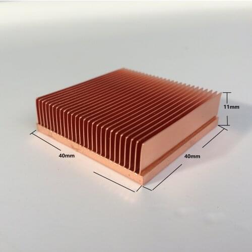 Pure Copper Heatsink 40x40x10mm Skiving Fin DIY Heat Sink Radiator For Electronic CHIP LED IC Cooling Cooler