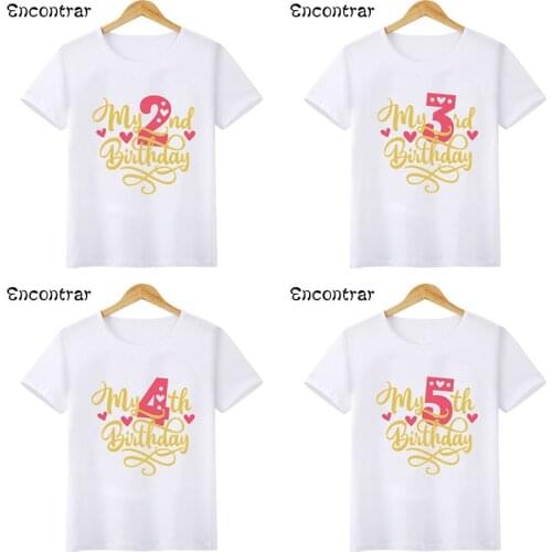 Kids Girls T-shirt Summer Children Clothing My 1 2 3 4 5 6 7 8 9 10th Birthday Funny T Shirt Tshirt Tees Tops Presents,HKP2475