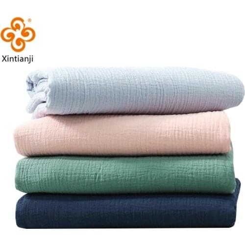 Eco-Friendly Soft Fluorescent-Free Double Layer Gauze Crepe Cotton Sewing Fabric For DIY Baby Clothing Material W300657