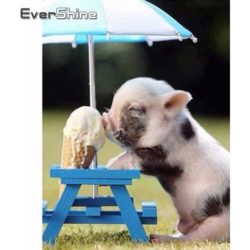 Evershine Diamond Painting Piggy Beads Full Set Diamond Embroidery Animal Rhinestone Picture Cross Stitch Kit Diamond Mosaic Art