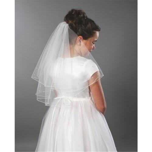 White Ivory Kid Girls First communion Veils Tulle Two Layers Wedding Flower Girl veil Voile Mariage Fille velos de novia 2019