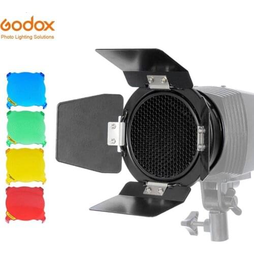 Godox BD-03 96mm Barn Door With Honeycomb Grid and 4 Color filter Kits for Studio Flash For Smart K-150A 300SDI 250SDI