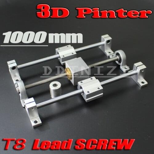 HOT sale 3D Printer guide rail sets T8 Lead screw length 1000mm + linear shaft 8*1000mm + KP08 SK8 SC8UU+ nut housing +coupling