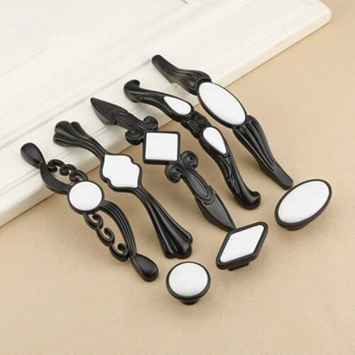 Ceramic handle American cabinet door handle retro cabinet kitchen door hardware creative handle European drawer handle black