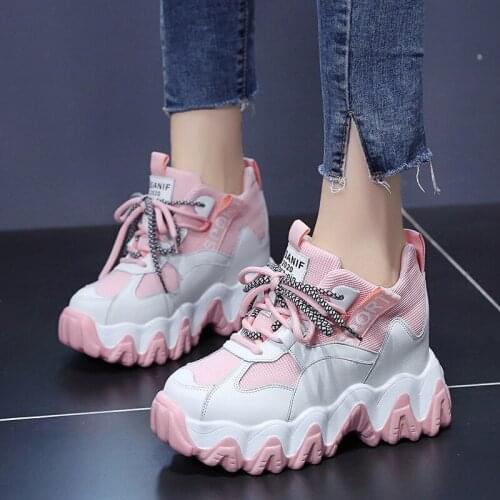2020 Women Platform Chunky Sneakers 8cm high lace-up Casual Vulcanize Shoes luxury Designer Old Dad female fashion Sneakers