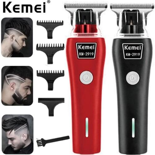Kemei hair trimmer KM-2919 USB rechargeable hair clipper haircut machine beard trimmer oil head hair carving white clipper