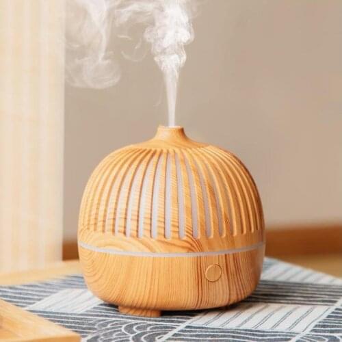 Mini Electric Humidifier Essential Aroma Oil Diffuser Ultrasonic Wood Grain Air Humidifier USB LED Light Mist Maker