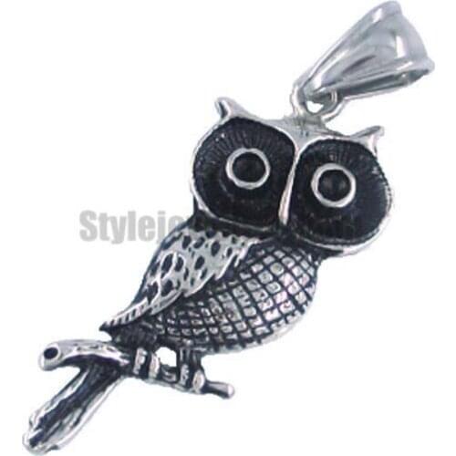 Fashion Owl Pendant Stainless Steel Jewelry Lovely Animal Owl Feather Biker Pendant For Men Gift