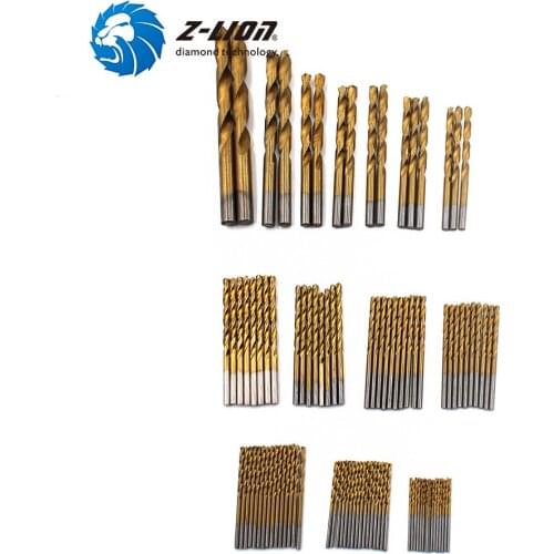 Z-LION Titanium Drill Bit Kit Set for Metal and Wood 99pcs 1.5mm - 10mm titanium HSS drill bits coated stainless steel HSS