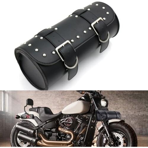New Motorcycle Leather PU Front Fork Tool Bag Luggage Saddlebag For Harley Chopper Bobber Cruiser Dyna Softail Sportster