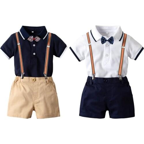 Boys Clothing Sets Summer Baby Boys Clothes Suit Gentleman Style Shirt + Pants Shorts 2pcs Clothes for Boys Rompers Summer Set