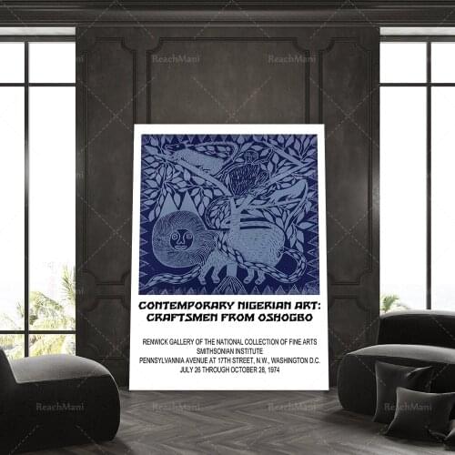 Reprint of a 1977 Vintage US exhibition Poster for works by Nigerian artists