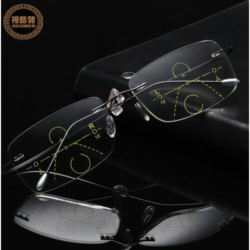 Hot Titanium Progressive multifocal reading glasses men smart zoom reading glasses women far near anti-blue presbyopic glasses