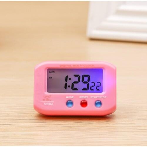 Portable Pocket Sized Automotive Electronic Stopwatch LCD Clock Digital Electronic Alarm Clock with Snooze Backlight Travel