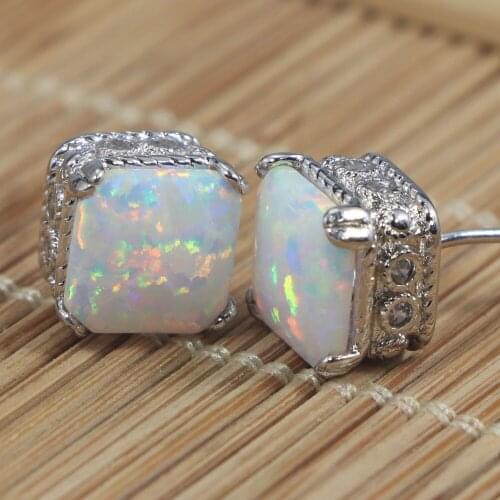 RH0070 2021 new hot simple white Opal square earrings ladies jewelry gifts
