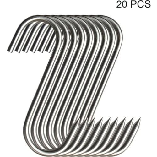 S Hooks with Sharp Tip Stainless Steel Utensil Kitchen Meat Pan Clothes 20 Pcs Kitchen Baking Tools For Hot Cold Smoking