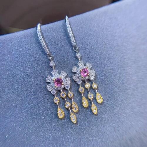 New Design Natural And Real Tourmaline Earring 925 sterling silver Fine jewelry Tourmaline Earring
