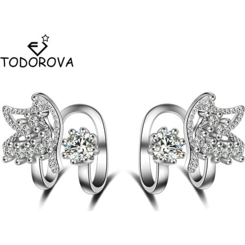 Todorova Fashion Ear Cuff CZ Zircon Butterfly Ear Clip No Pierced Small Sized Earring Cuff for Women Girls Gift