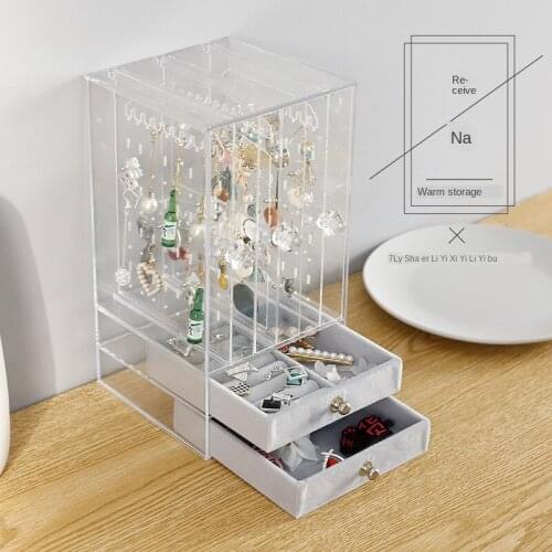 High-end Earrings Finishing Jewelry Necklace Box Acrylic Jewelry Dustproof Japanese-style Transparent Earring Storage Box