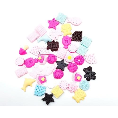 Mix Types Fake Cakes Cartoon Charms Kid Gift 6pcs Flat Back Glue Set Bear Fish Cakes Jewelry Decoration Croc Handmade Findings