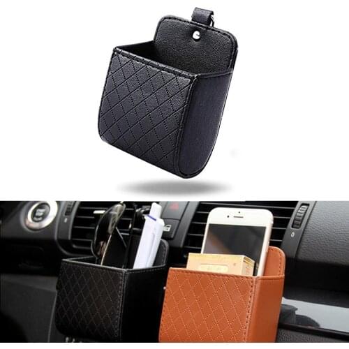 Car Styling PU Leather Coin Bag Case Car Outlet Vent Seat Back Tidy Storage Box Pocket Organizer Hanging Holder Pouch