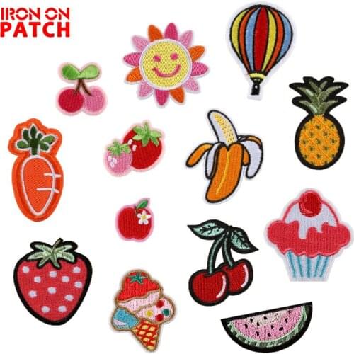 IRON ON PATCH Embroidered Badges Fruit And Flower Patch DIY Embroidery Chapter Badges For Childrens Cloth Stickers PATCH