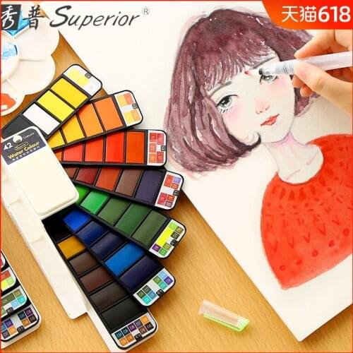 Art Supplies New Fan Shape Solid Watercolor Paint Set Beginner Sketch Portable Gouache Water Color Sub-package Combination Box