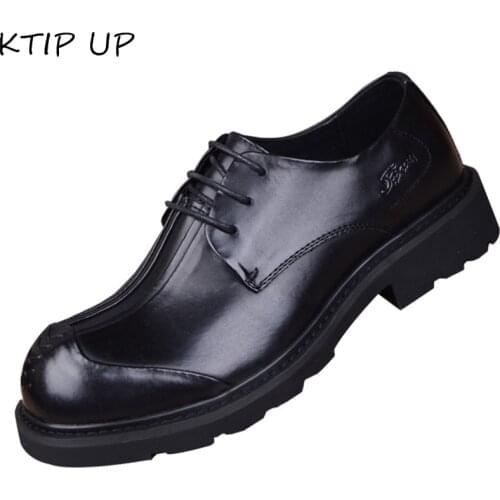 Spring Autumn Business Dress Men Leather Shoes Casual Office Shoes Genuine Leather Round Head Lace Up Dress Shoes Men Oxfords