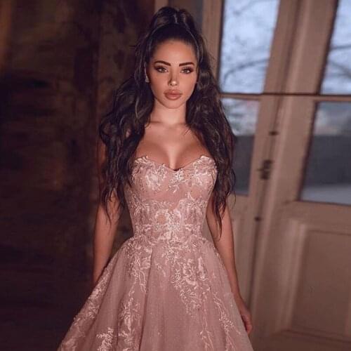 Sweetheart Embroidery A-Line Princess Evening Gowns Pink Organza Floor Length Special Occasion Gowns Vestidos De Fiesta