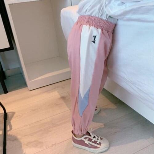 Girls Cotton Long Pants Springs Autumn Baby Boys Loose Stitching Outwear Sports Trousers for Kids sweatpant School Pants