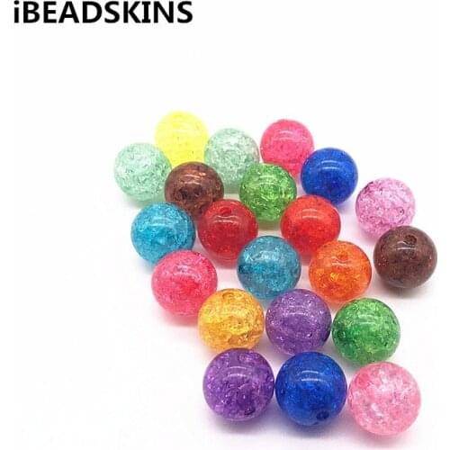 Choose color) 20mm random mix color Acrylic clear Crack Beads, Colorful Chunky Beads for Necklace Jewelry