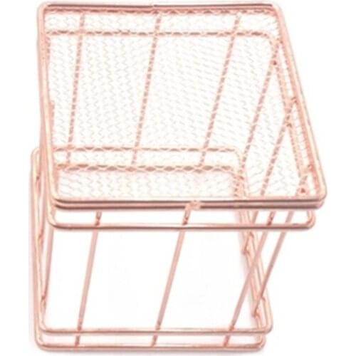 Wire Iron Storage Basket Rose Gold Durable Home Office Desk Shelf Desktop For Kichen Cabinets Bedroom Bathroom STTA889